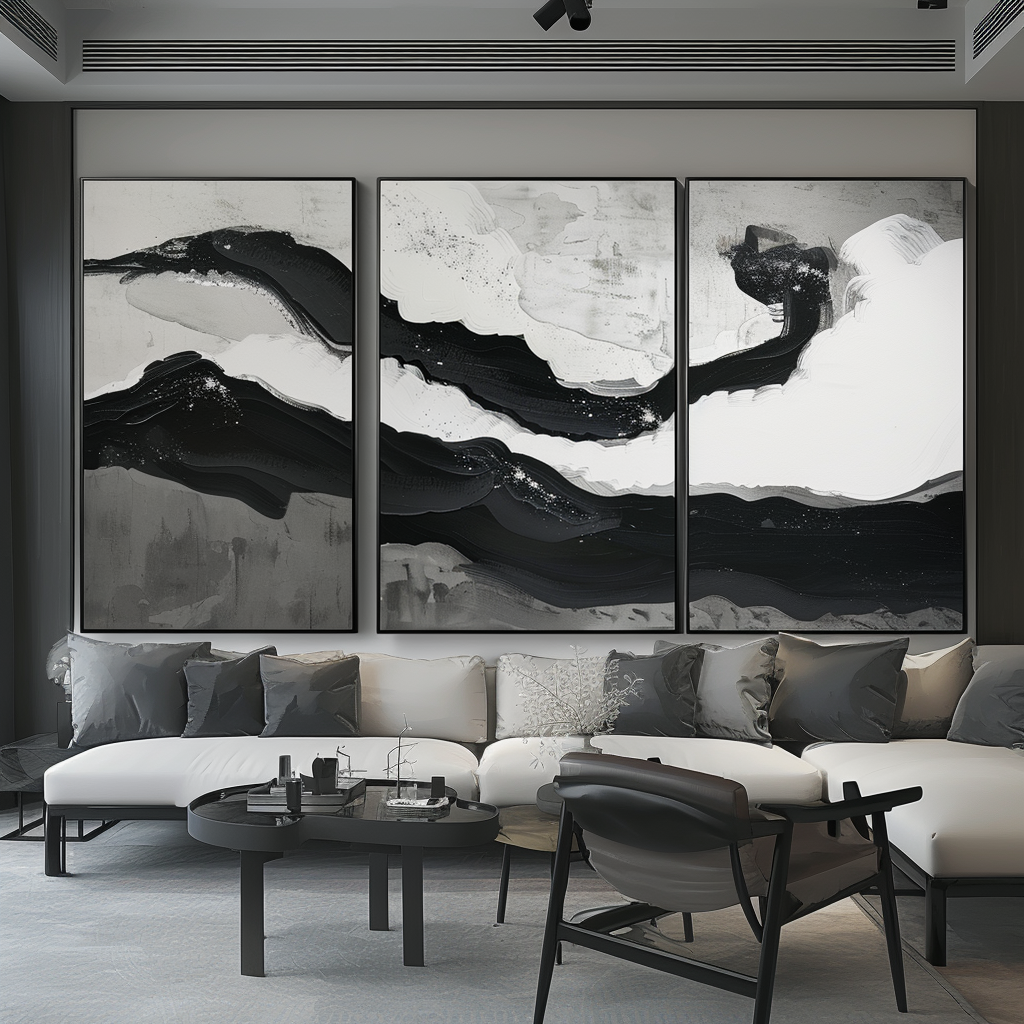 Minimalist Zen Balance Abstract Painting for Living Room Bedroom Set of 3