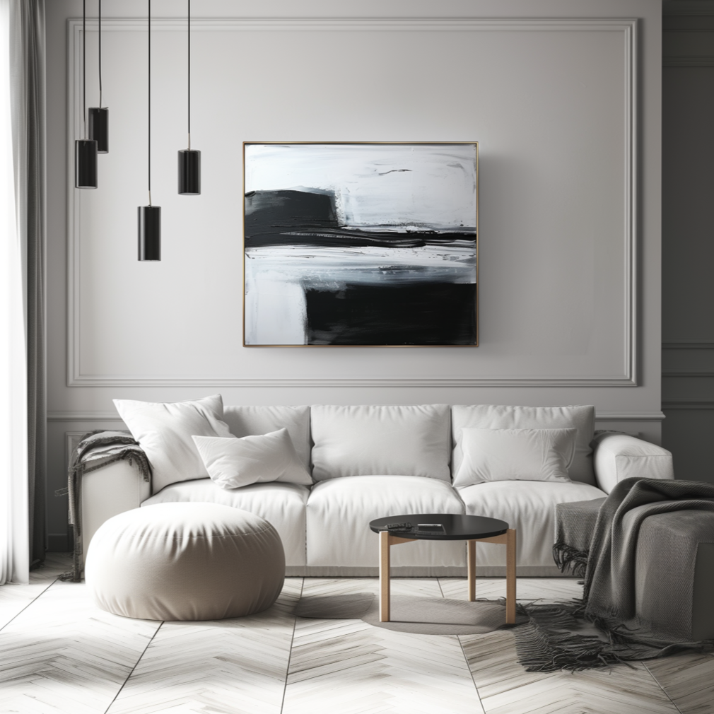 Quiet Black Beige Wabi Sabi Abstract Painting